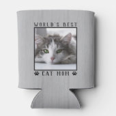 世界の猫最高ののモマー手がペットの写真をプリント素朴 缶クーラー (裏面)