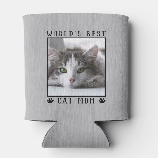 世界の猫最高ののモマー手がペットの写真をプリント素朴 缶クーラー (裏面)