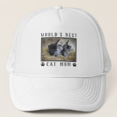 世界の猫最高ののモマー手がペットの写真をプリント キャップ (正面)