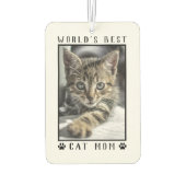 世界の猫最高のの母の手がペットの写真の枠をプリント カーエアーフレッシュナー (裏面)