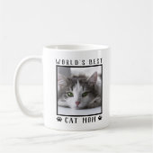 世界の猫最高のの母の手がペットの写真の枠をプリント コーヒーマグカップ (左)
