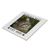 世界の猫最高のの母の手がペットの写真の枠をプリント タイル (側面)