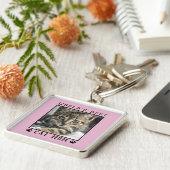 世界の猫最高のの母の手がペットの写真をパック キーホルダー (側面)