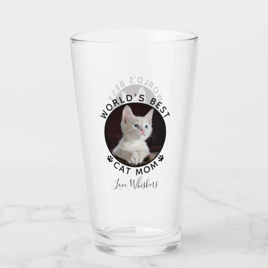 世界の猫最高のの母の手がペットの写真をプリント タンブラーグラス (裏面)