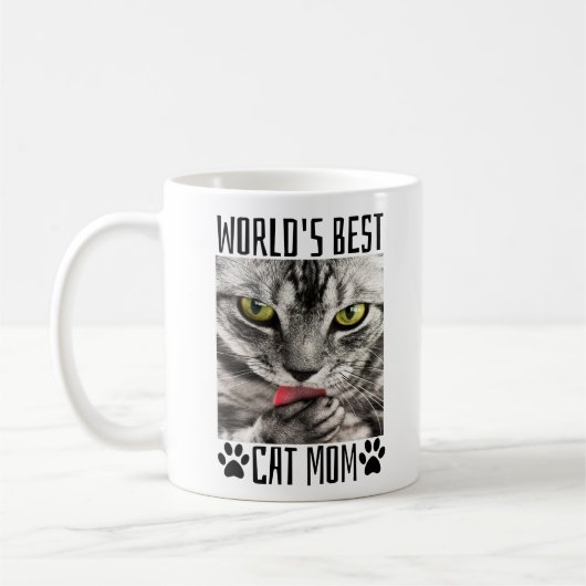 世界の猫最高のの母親 コーヒーマグカップ (左)