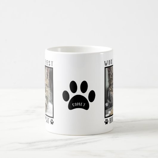 世界の猫最高のの爪が猫の写真をプリント コーヒーマグカップ (中央)