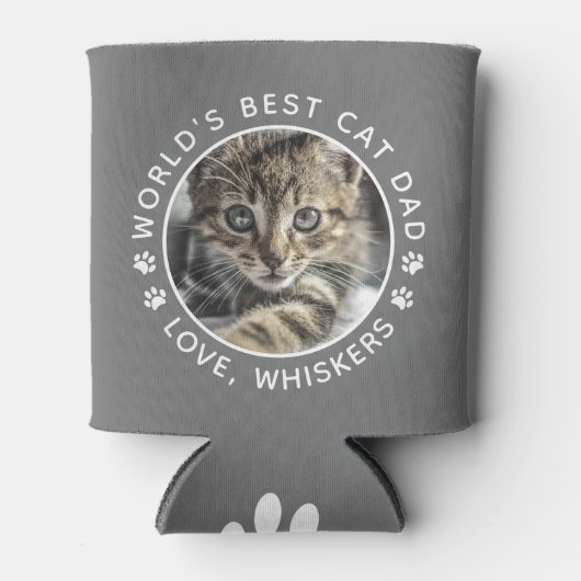 世界の猫最高のパパかわいいカスタムペット写真 缶クーラー (正面)
