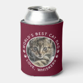 世界の猫最高のパパポーププリントのカスタムペット写真 缶クーラー (缶正面)