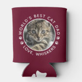 世界の猫最高のパパポーププリントのカスタムペット写真 缶クーラー (裏面)