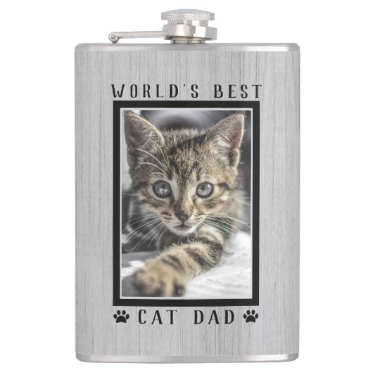 世界の猫最高のパパポーププリント写真素朴木材 フラスク (正面)