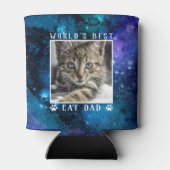 世界の猫最高のパパポーププリント宇宙ペット写真 缶クーラー (裏面)