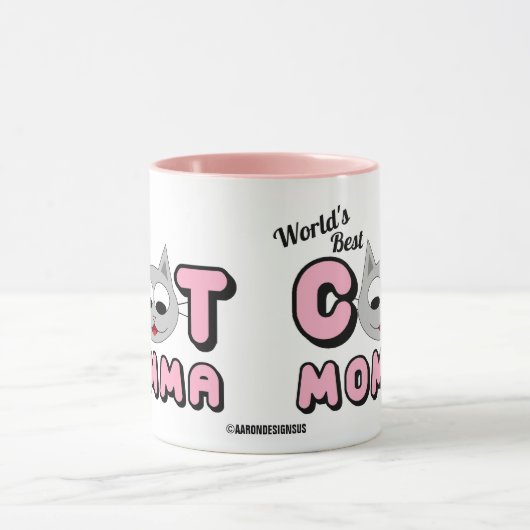 世界の猫最高のママピンクマグ マグカップ (中央)