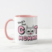 世界の猫最高のママピンクマグ マグカップ (左)