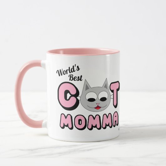 世界の猫最高のママピンクマグ マグカップ (左)