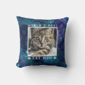 世界の猫最高のモマパーがペットの写真宇宙をプリント クッション (正面)