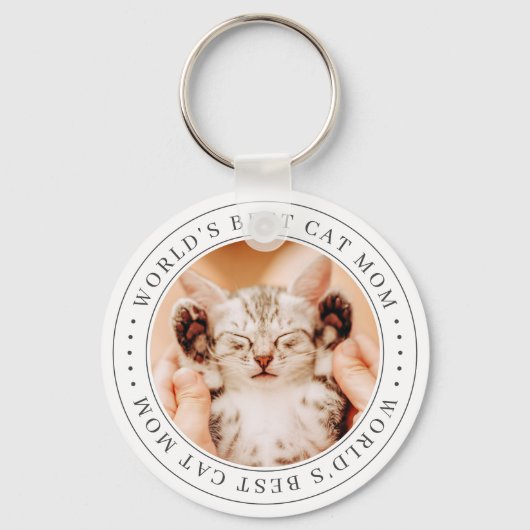 世界の猫最高の母のクラシックシンプル写真 キーホルダー (正面)
