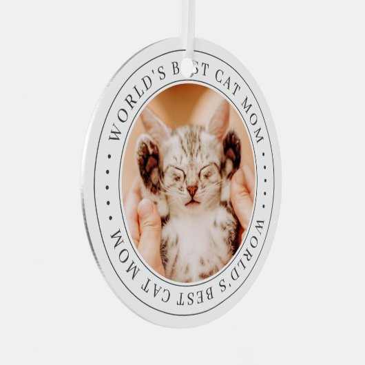 世界の猫最高の母のクラシックシンプル写真 メタルオーナメント (正面右)