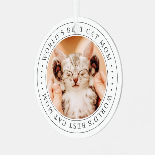 世界の猫最高の母のクラシックシンプル写真 メタルオーナメント (正面左)