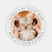 世界の猫最高の母のクラシックシンプル写真 メタルオーナメント (裏面)