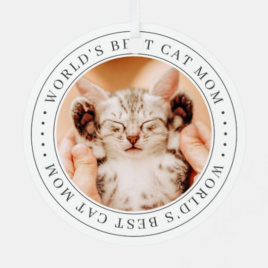 世界の猫最高の母のクラシックシンプル写真 メタルオーナメント (裏面)