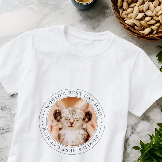 世界の猫最高の母のクラシックシンプル写真 Tシャツ