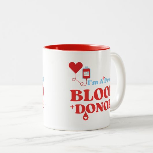 世界の献血デー私は誇りを持った献血だ ツートーンマグカップ (正面右)