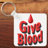 世界の献血デー – 与え滴付き血液文字 キーホルダー (正面)