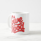 世界の献血デー – 光沢のある献血文字 コーヒーマグカップ (正面左)