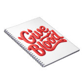 世界の献血デー – 光沢のある献血文字 ノートブック (右側)