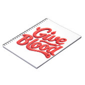 世界の献血デー – 光沢のある献血文字 ノートブック (左側)