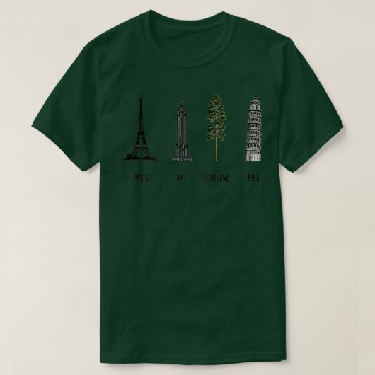 世界の疑問に思自然な木を愛するトウェのポートランド Tシャツ (デザイン正面)