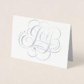 世界の白い銀箔クリスマスエンジェルへの喜び 箔カード (正面)