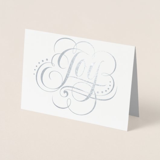 世界の白い銀箔クリスマスエンジェルへの喜び 箔カード (正面)