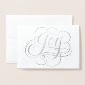 世界の白い銀箔クリスマスエンジェルへの喜び 箔カード (封筒付き正面)