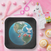 世界の白い鳩とクリスマスの喜び ペーパープレート (パーティー)