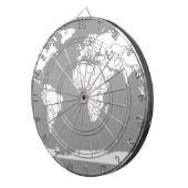 世界の白灰色の地図 ダーツボード (正面右)