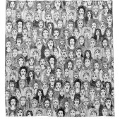 世界の白黒 シャワーカーテン (正面)