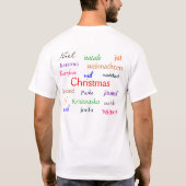 世界の石の白と色の周りのクリスマス Tシャツ (裏面)