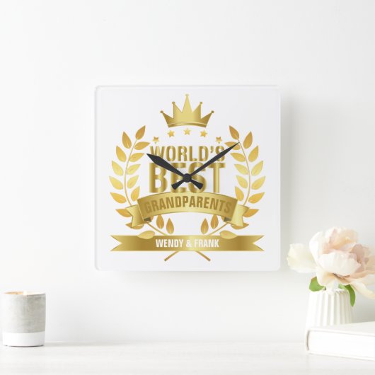 世界の祖最高の父母 スクエア壁時計 (ホーム)