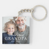 世界の祖父最高の祖父の最初年の写真 キーホルダー (裏面)