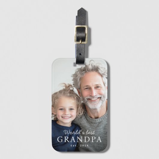 世界の祖父最高の祖父の最初年の写真 ラゲッジタグ (正面縦)