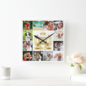 世界の祖父母最高のの写真コラージュ スクエア壁時計 (ホーム)