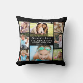 世界の祖父母最高の写真コラージュ黒 クッション (正面)