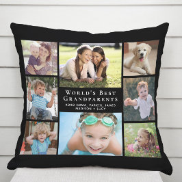 世界の祖父母最高の写真コラージュ黒 クッション
