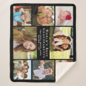 世界の祖父母最高の写真コラージュ黒 シェルパブランケット (正面)