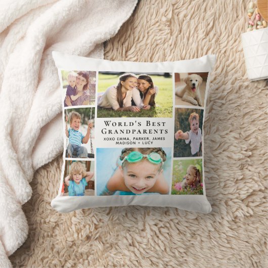 世界の祖父母最高の写真コラージュ クッション (ブランケット)