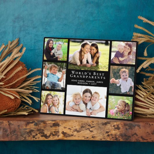 世界の祖父母最高の写真コラージュ フォトプラーク (側面)