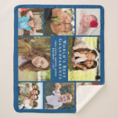 世界の祖父母最高の8フォトコラージブルー シェルパブランケット (正面)