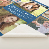 世界の祖父母最高の8フォトコラージブルー シェルパブランケット (3/4)