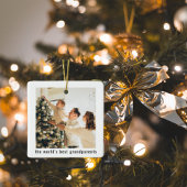 世界の祖父母最高の | 2枚の写真 セラミックオーナメント